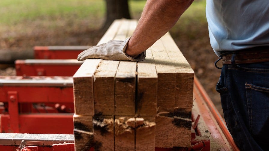 Boards milled from the sawmill