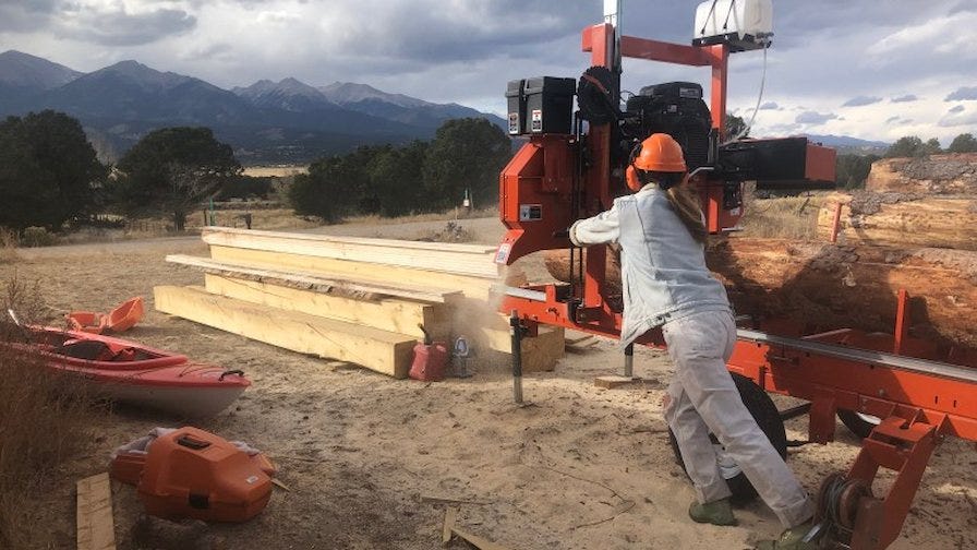 Jillayne on the sawmill